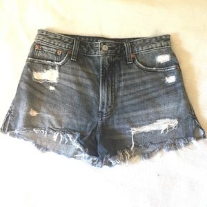 Abercrombie & Fitch Black washed denim shorts